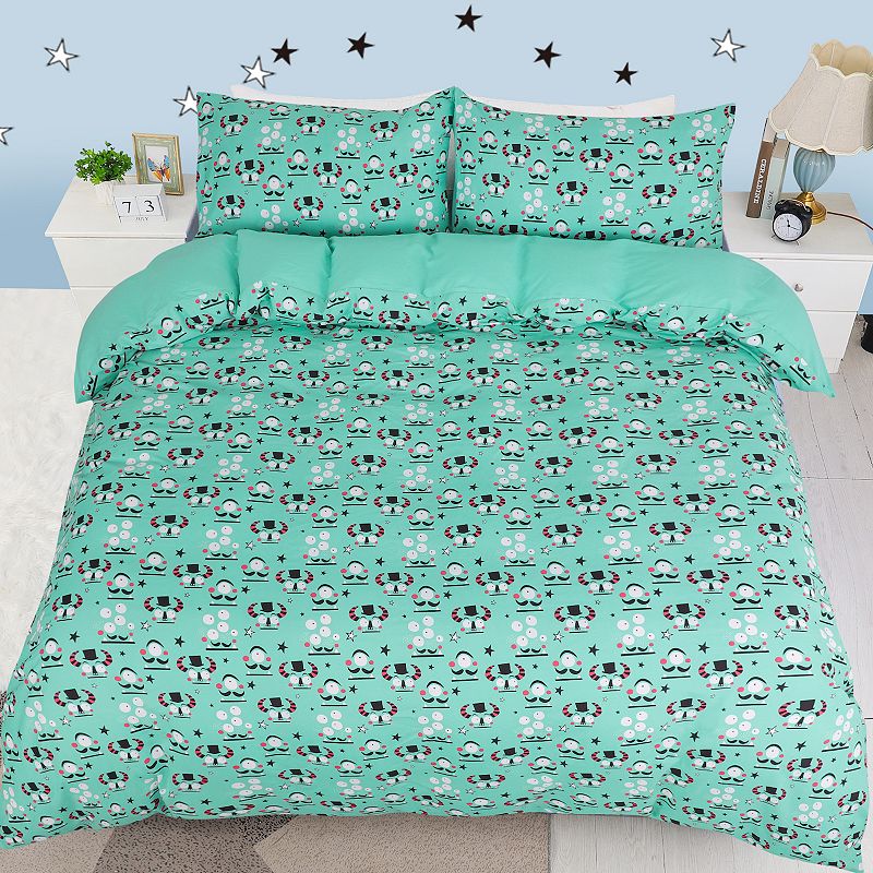 Polyester Kids Duvet Cover 3 Piece Set Alien Pattern Full