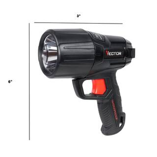 VECTOR 800 Lumen Waterproof LED Handheld Spotlight 6 AA Batteries Included WPAK5V