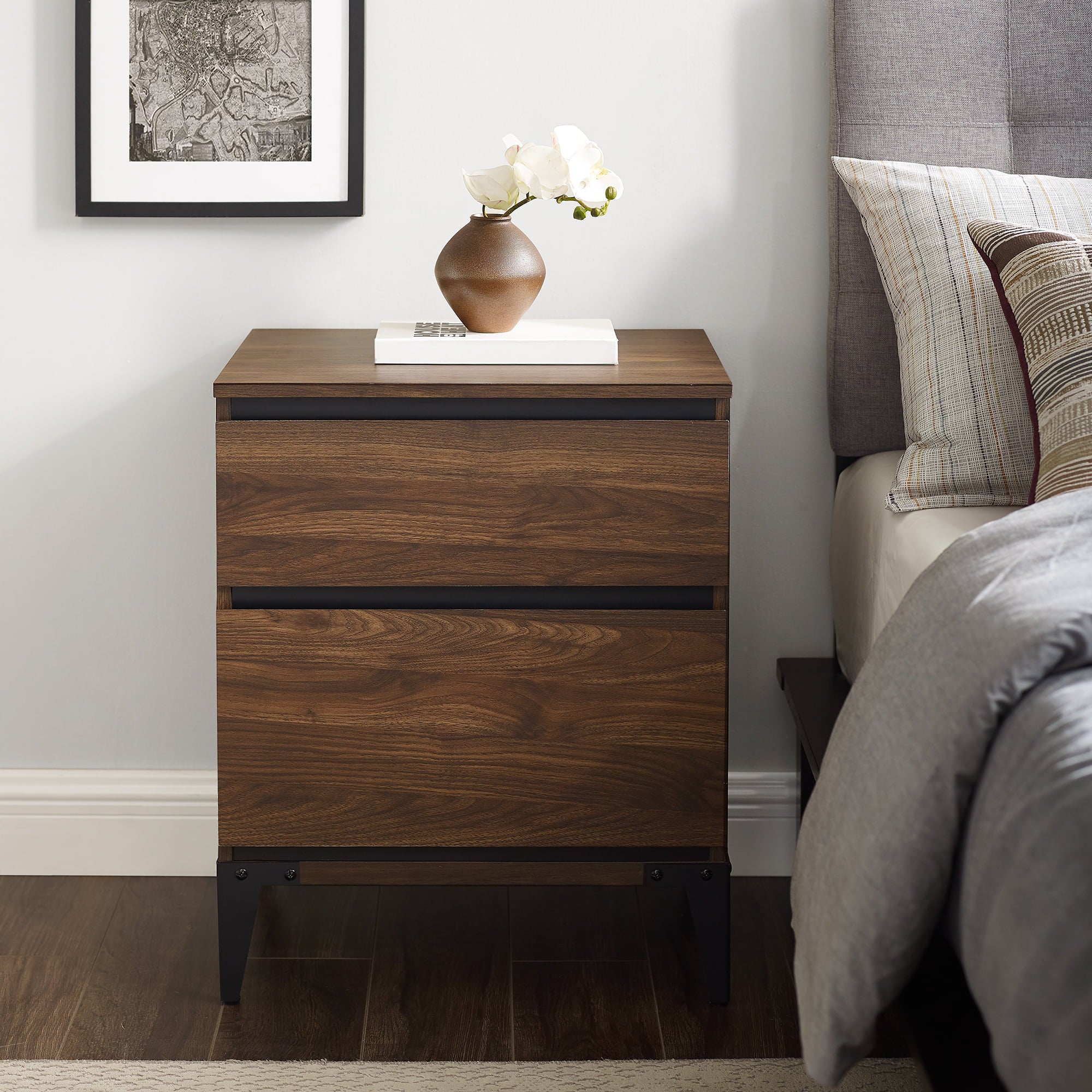 Desert Fields Eaton 2-Drawer Nightstand, Walnut