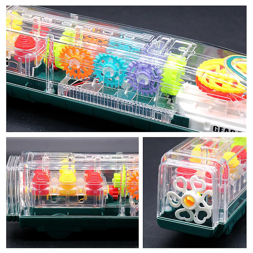 Transparent Gear High Speed Rail Toy Electric Music Lights Train Boys Girls Model Toy