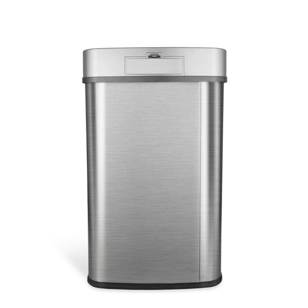 NINESTARS 13 Gal. Black Open Top Lid Stainless Steel Trash Can OTT-50-19BK