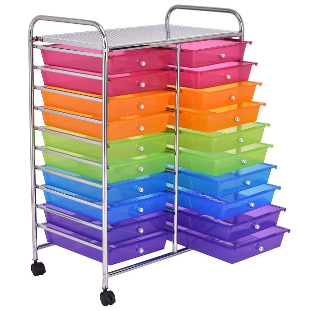 Tangkula 20 drawers Rolling Storage Cart With Organizer Top