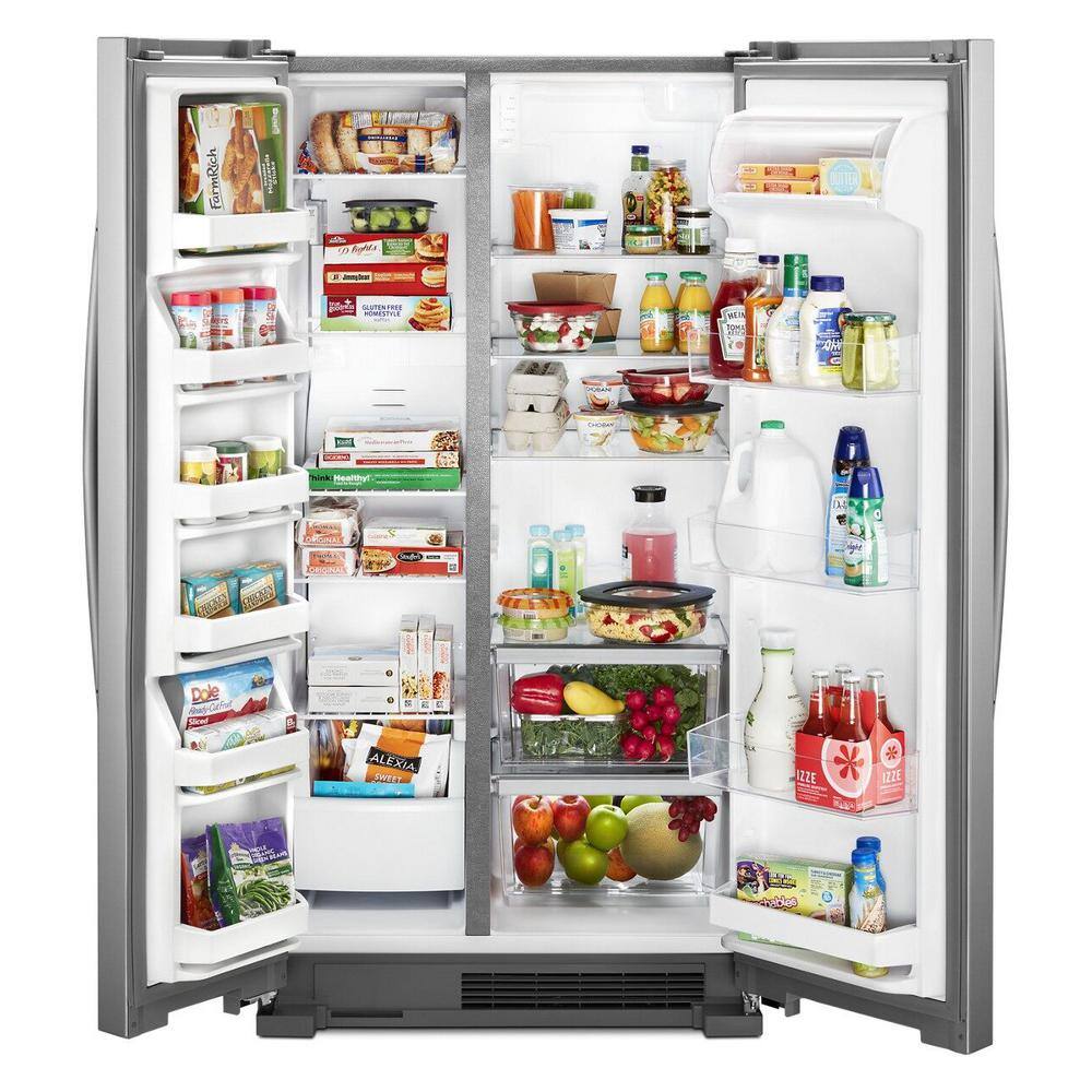 Whirlpool 25 cu. ft. Side by Side Refrigerator in Monochromatic Stainless Steel WRS315SNHM