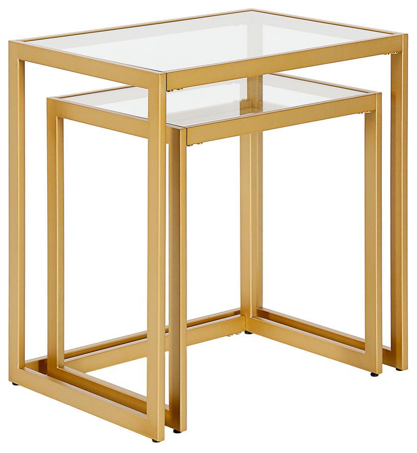 Rocco Rectangular Nested Side Table in Brass   Contemporary   Coffee Table Sets   by Homesquare  Houzz