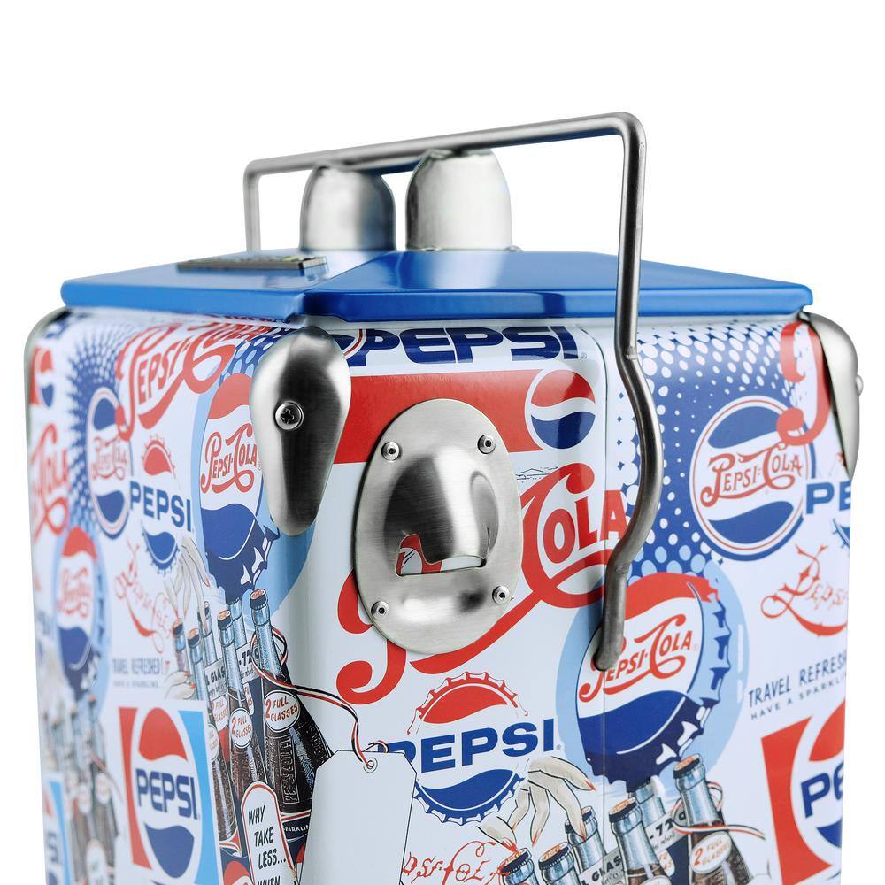 Permasteel 14 qt. Heritage Edition Small Portable Pepsi Cooler PS-205-14PE-WG