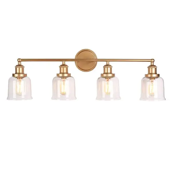 Ciare Modern Gold 4-light Bathroom Vanity Light Dimmable Glass Wall Sconces - Rose Gold 4-light - L 30