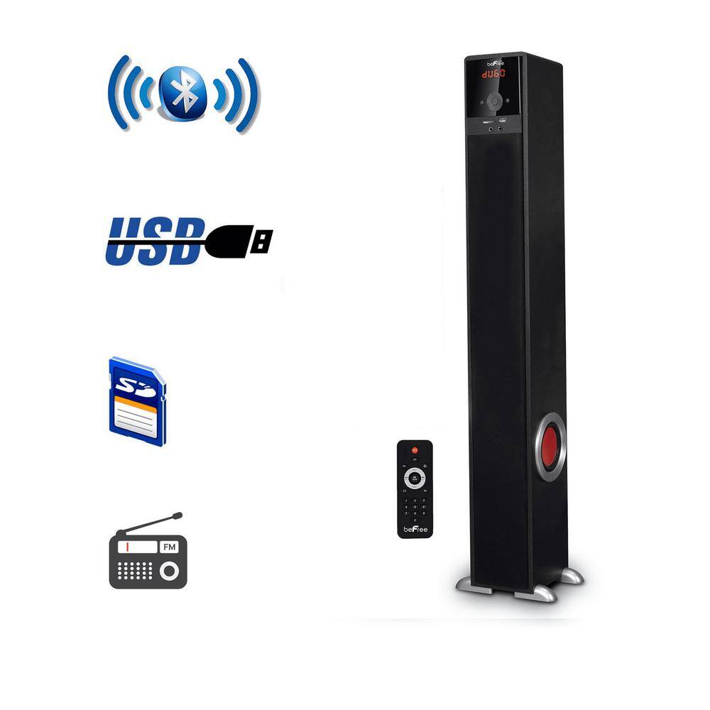 BEFREE SOUND Bluetooth Powered 90-Watt Tower Speaker in Black with 5.1 in. Subwoofer 98595895M