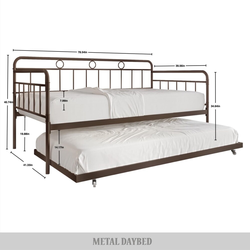 CraftPorch Minimalist Curved Edge Metal Twin Daybed with Trundle