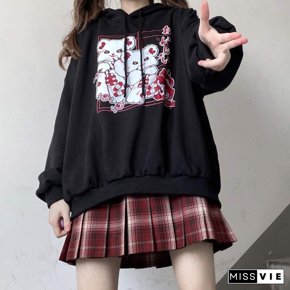 Cartoon Print Casual Hoodie