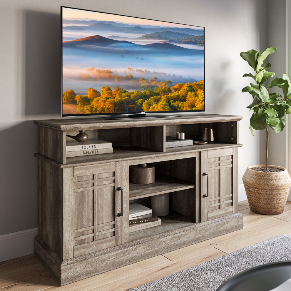 Belleze 48 quotWood Television Stand Console With Media Shelves   Transitional   Entertainment Centers And Tv Stands   by OneBigOutlet  Houzz