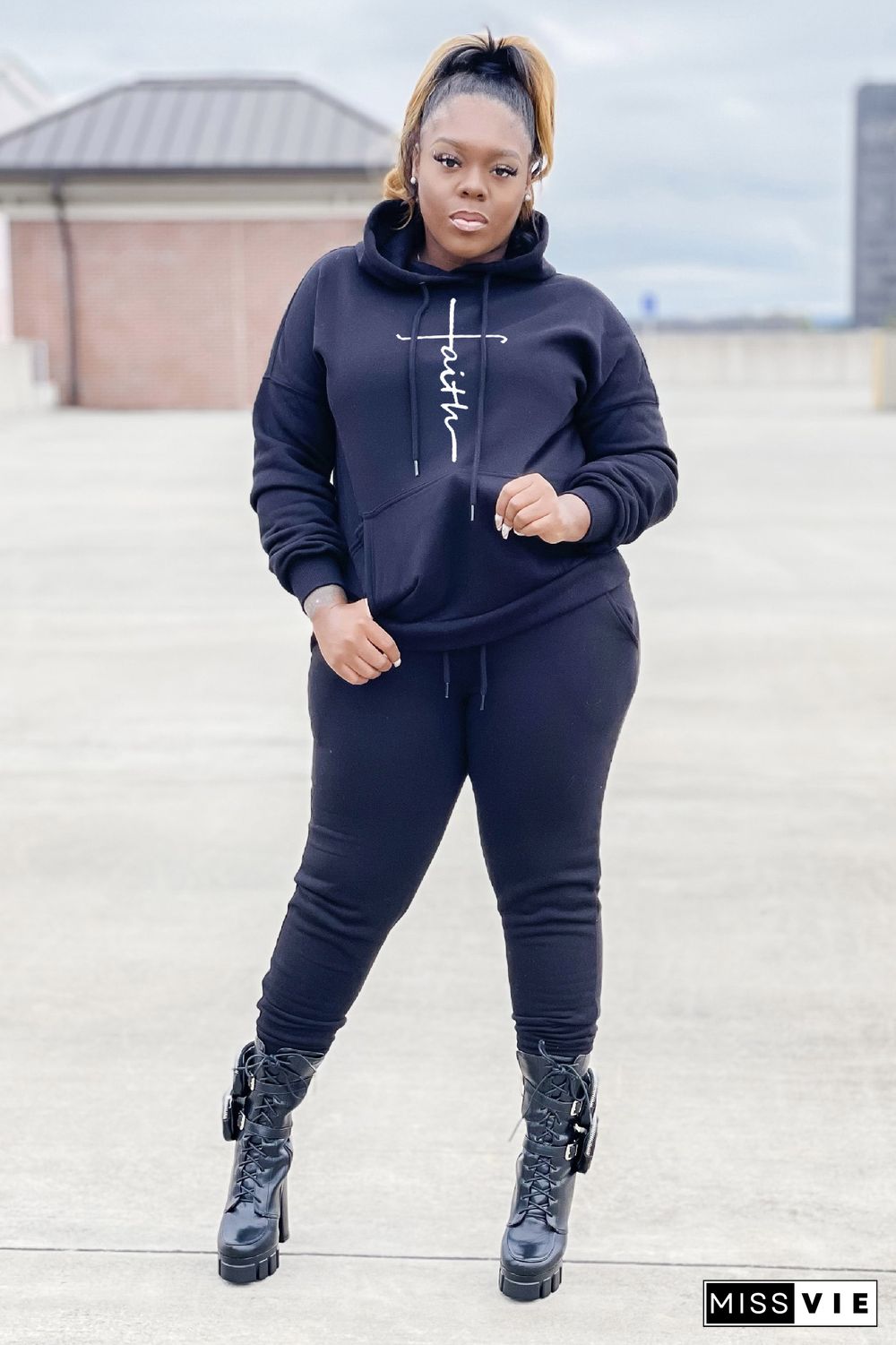 Plus Size Hoodies Sweatshirt Pants Tracksuit