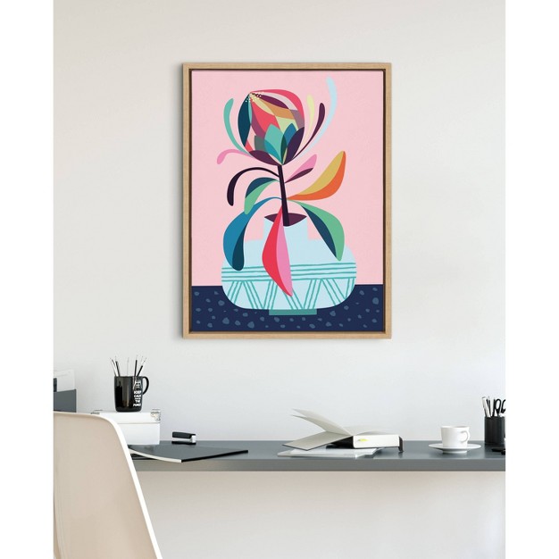 X 24 quot Sylvie Mid Century Modern Protea Framed Canvas By Rachel Lee Of My Dream Wall Natural Kate amp Laurel All Things Decor