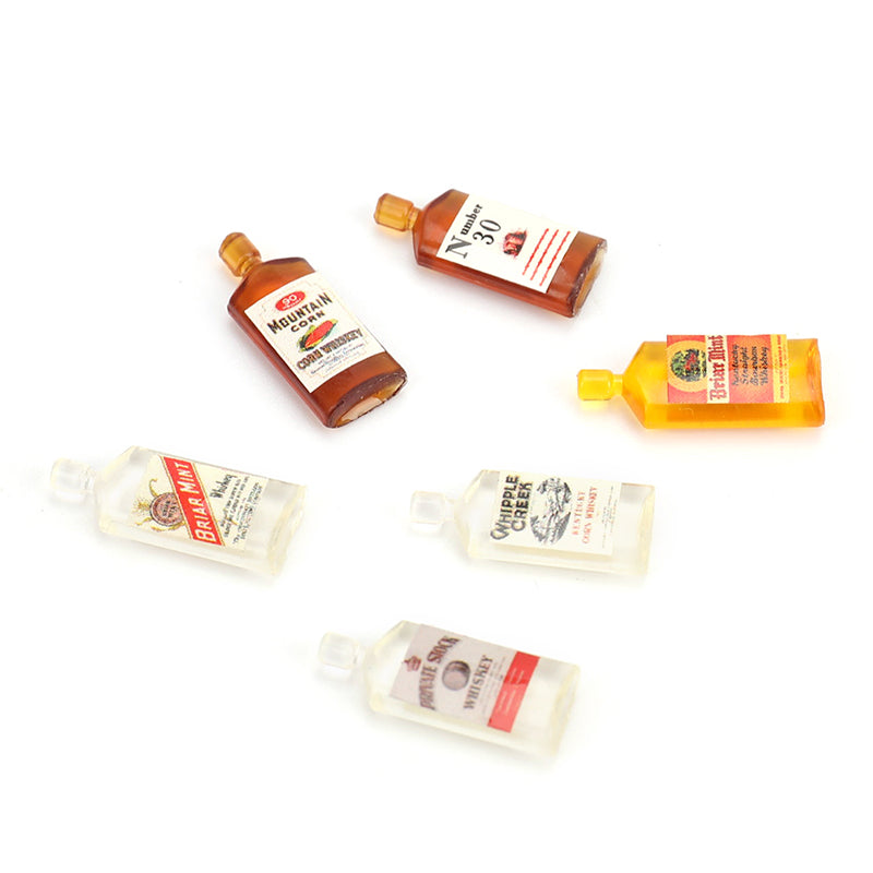 MageCrux 6Pcs 1:12 Dollhouse Miniature Accessories Mini Resin Whiskey Wine bottle  Toys