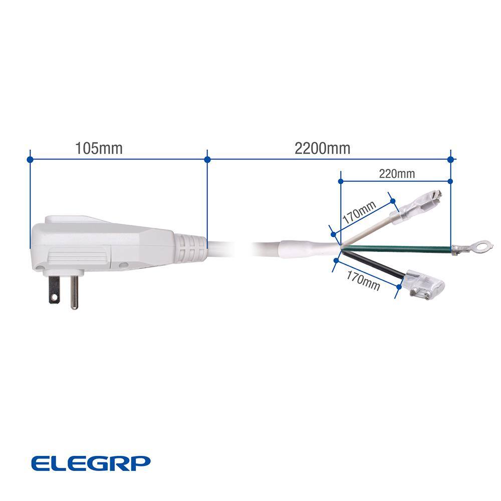 ELEGRP 7.5ft. 120V 10Amp 1200W LCDI Power Cord Plug for Air ConditionerLeakage Current Detection Interrupter Replacement Gray L15515-18AWG