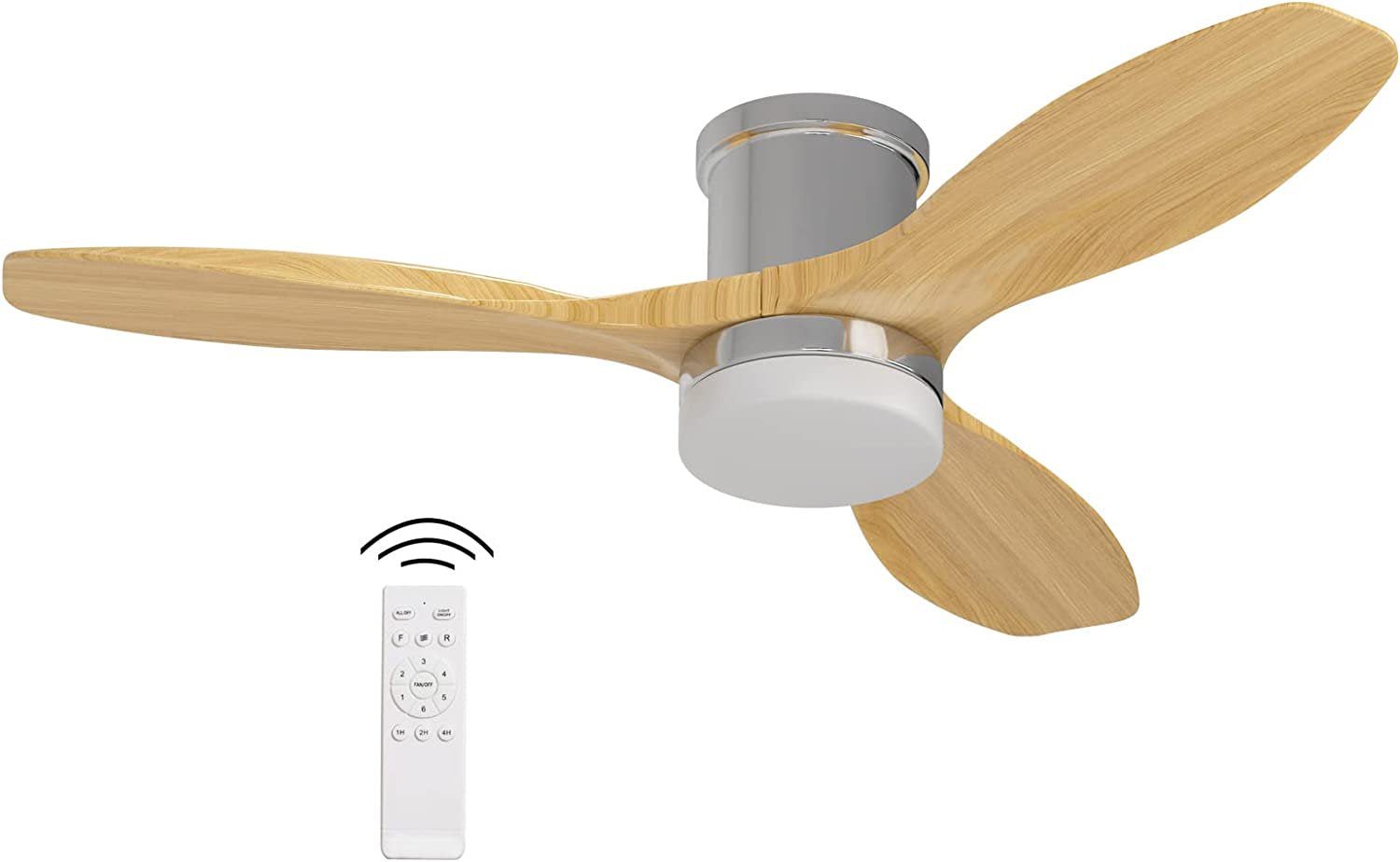 Soges 48 inch Ceiling Fan with Lights, Remote Control 3 ABS Fan Blades Ceiling Fans Noiseless Reversible Motor for Bedroom Living Room, Light Brown