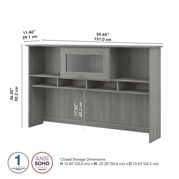 Bush Furniture Cabot 60W Hutch in Modern Gray