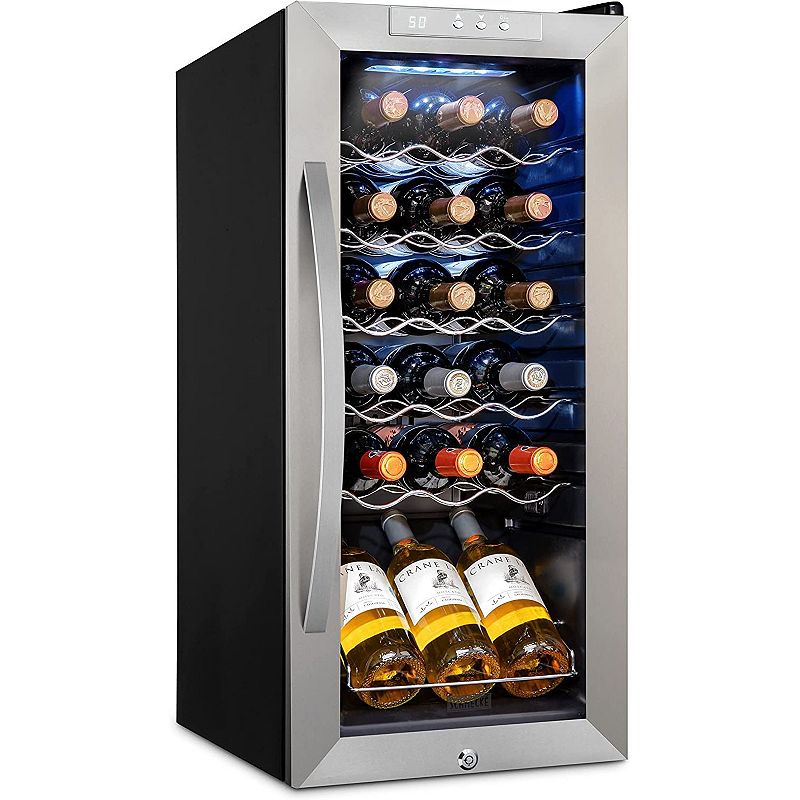 Schmécké Wine Fridge， 18 Bottle Wine Cooler， Freestanding Wine Refrigerator