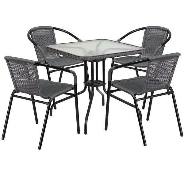 Powdercoated Aluminum/ Rattan Lightweight 5piece Outdoor Dining Set