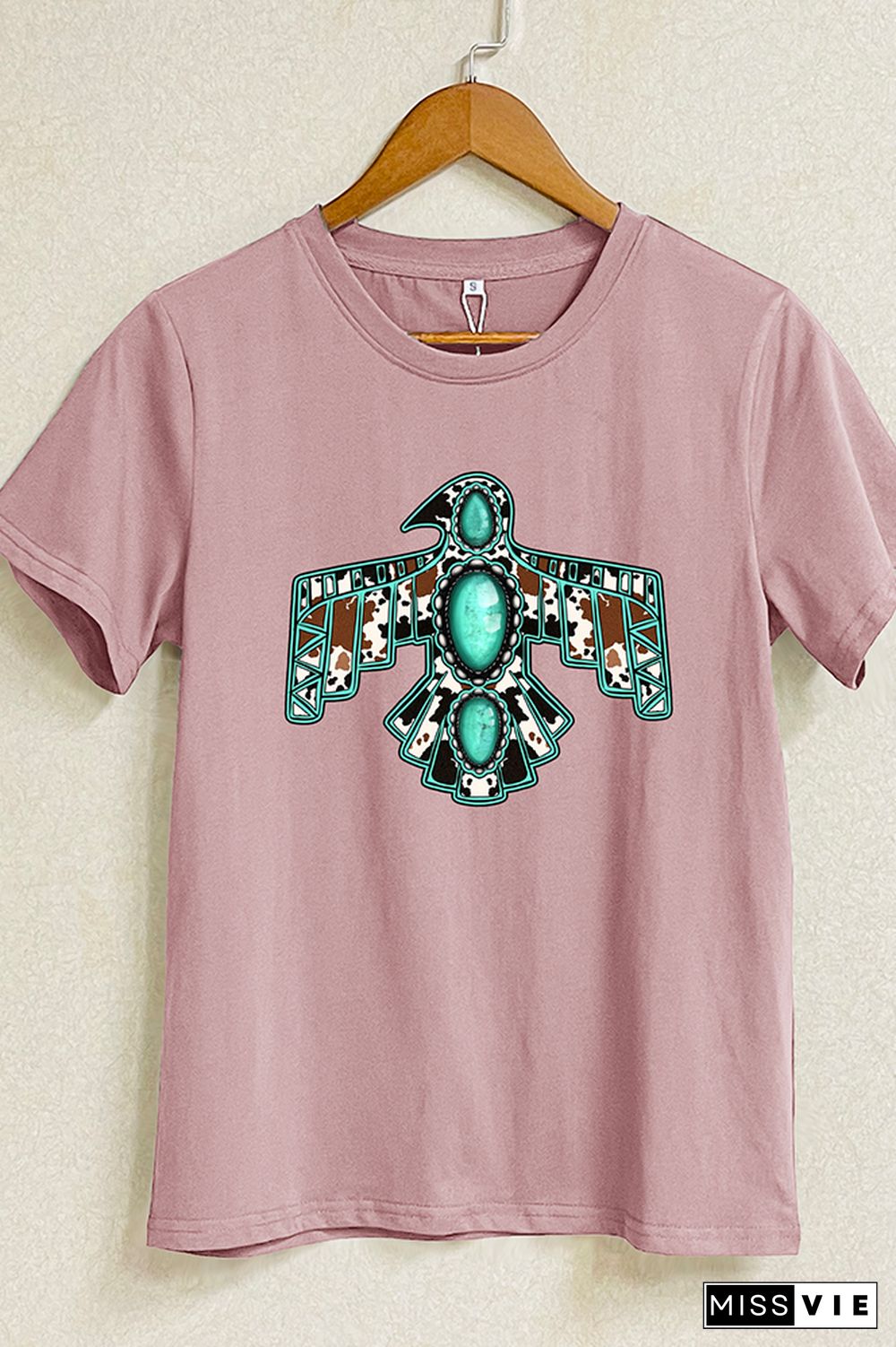 Cowhide Turquoise Thunderbird Graphic T-Shirt Wholesale