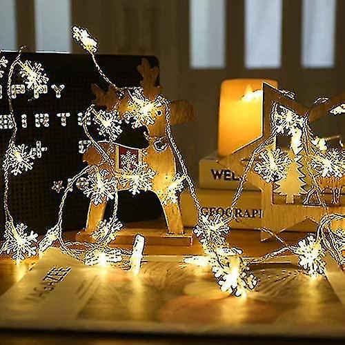 Snowflack Fairy Lights， 20ft 40 Led Batterypowered String Lights， 2 Lighting Modes， Decoractive For