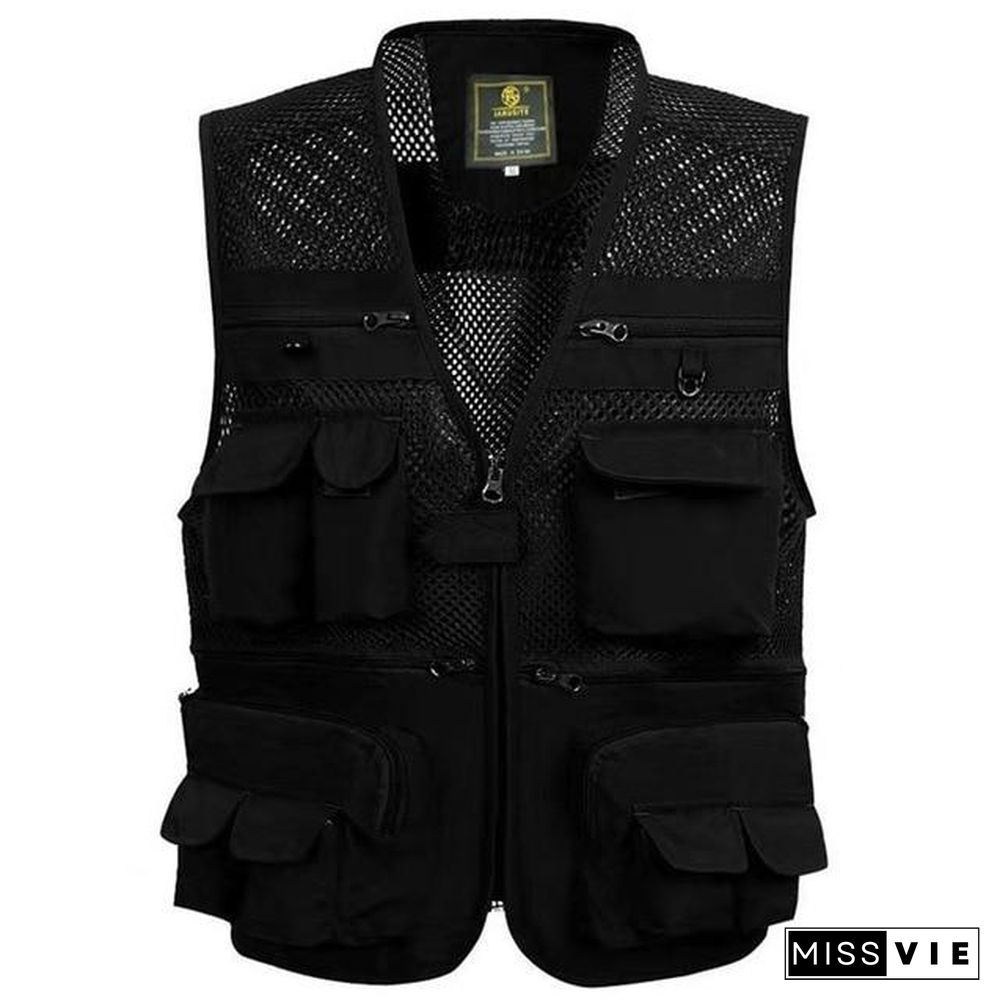 Tactical Vest Coat Fashion Men's Summer Photographer Waistcoat Mesh Work Sleeveless Jacket Tool Many Pocket Vest