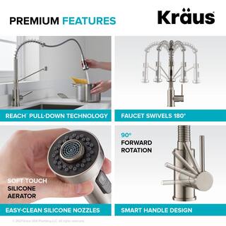 KRAUS Bolden Single Handle Pull-Down Sprayer Kitchen Faucet with Touchless Sensor in Matte Black KSF-1610MB