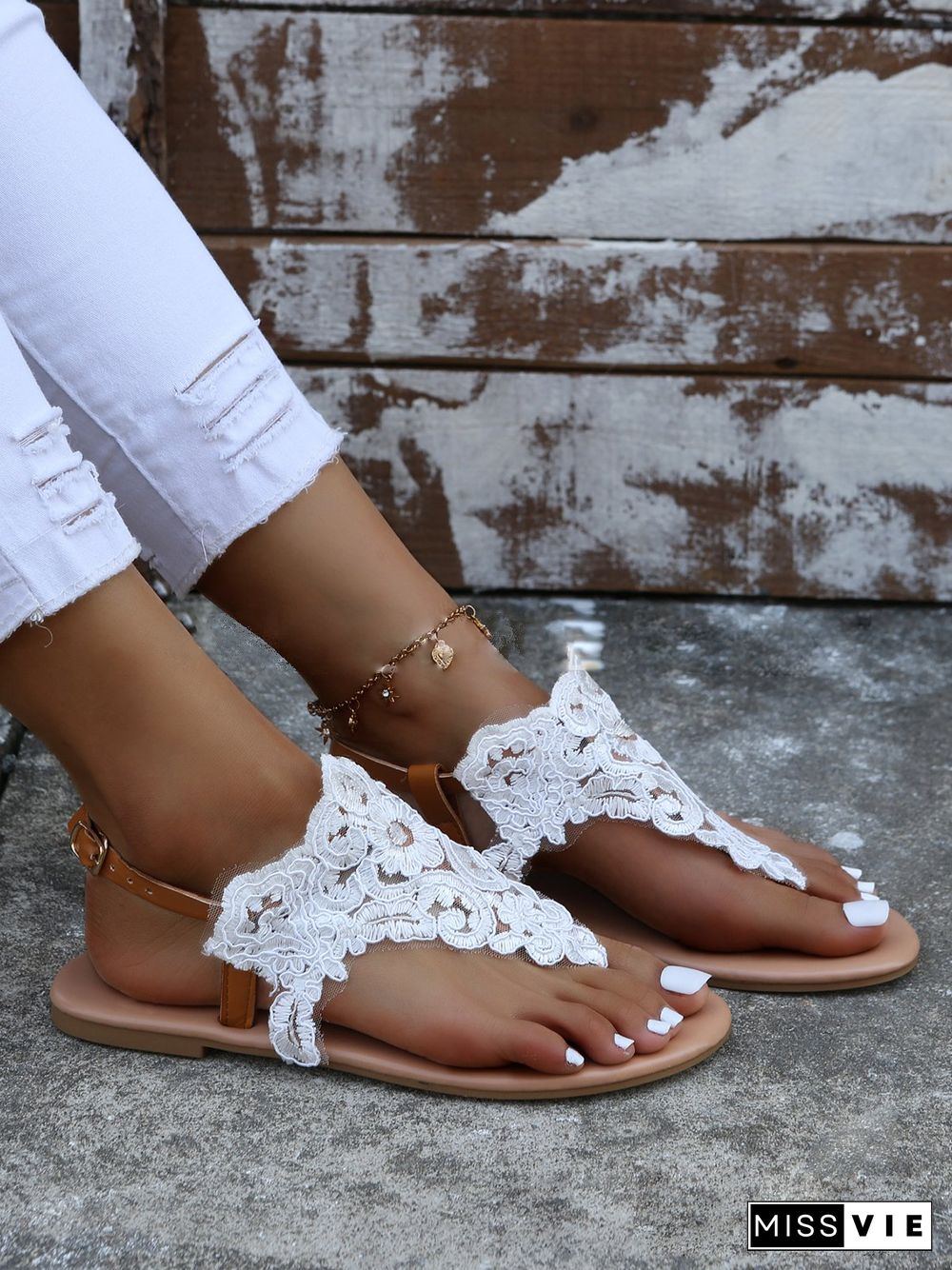 White Lace Beach Resort Bridal Sandals