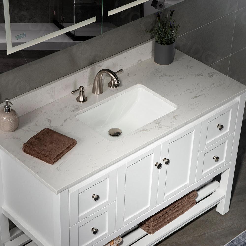 WOODBRIDGE 49 in W X 22 in D Engineered Stone Vanity Top in Carrara White with Single White Sink