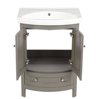 Runfine 24 in. W x 18 in. D x 34 in. Wood Gray Vanity with White Vitreous China Vanity Top and Basin RFVA0069G