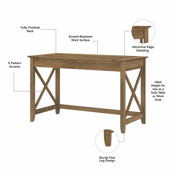 Bush Furniture Key West 48W Writing Desk with 2 Drawer Mobile File Cabinet in Reclaimed Pine