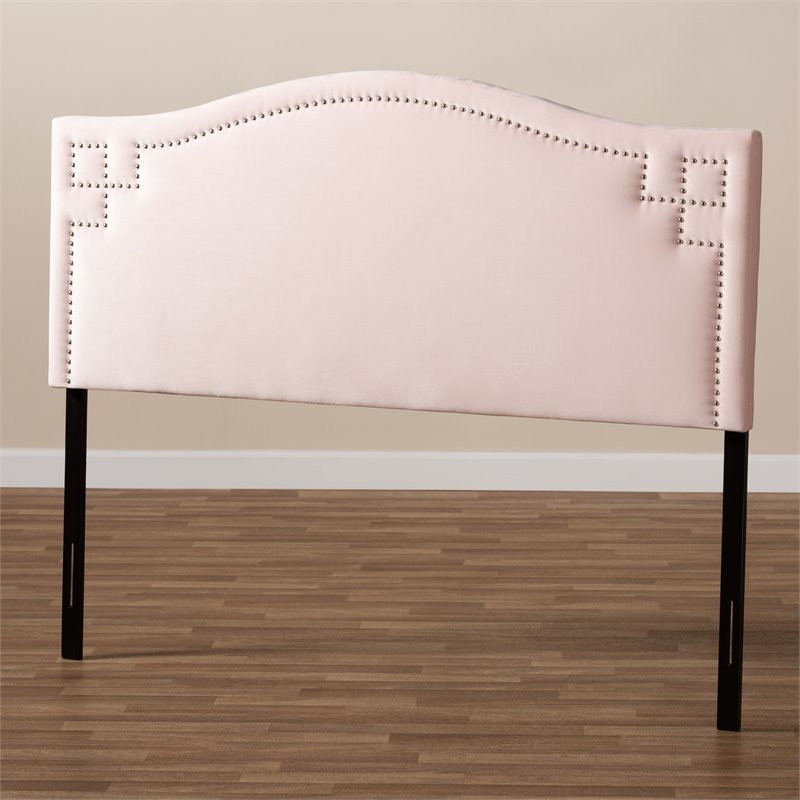 Baxton Studio Aubrey Velvet and Wood King Headboard in Light Pink   Transitional   Headboards   by Homesquare  Houzz