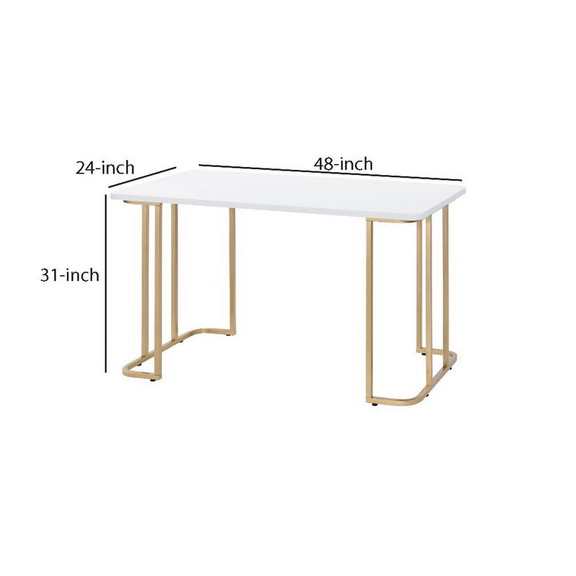 Benjara BM250218 Writing Desk with Metal Curved Sl...