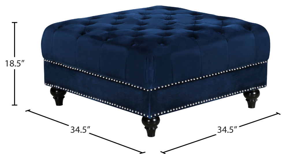 Sabrina Black Velvet Ottoman   Traditional   Footstools And Ottomans   by Meridian Furniture  Houzz