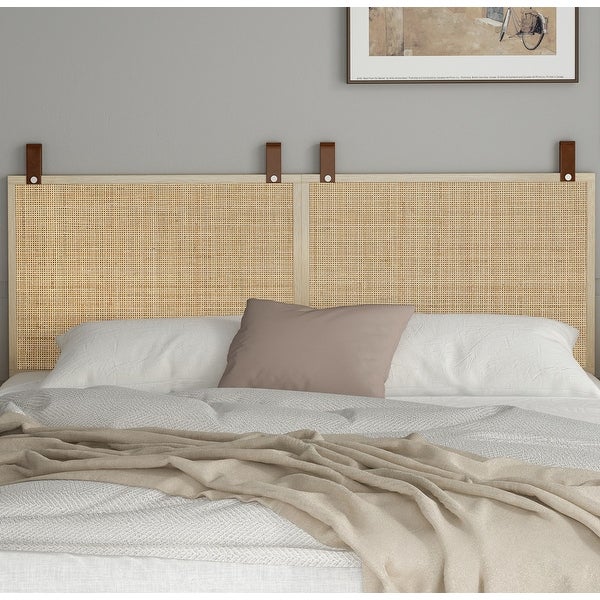 Natural Rattan Decorative Panel Wall-Mounted Headboard - - 37566993