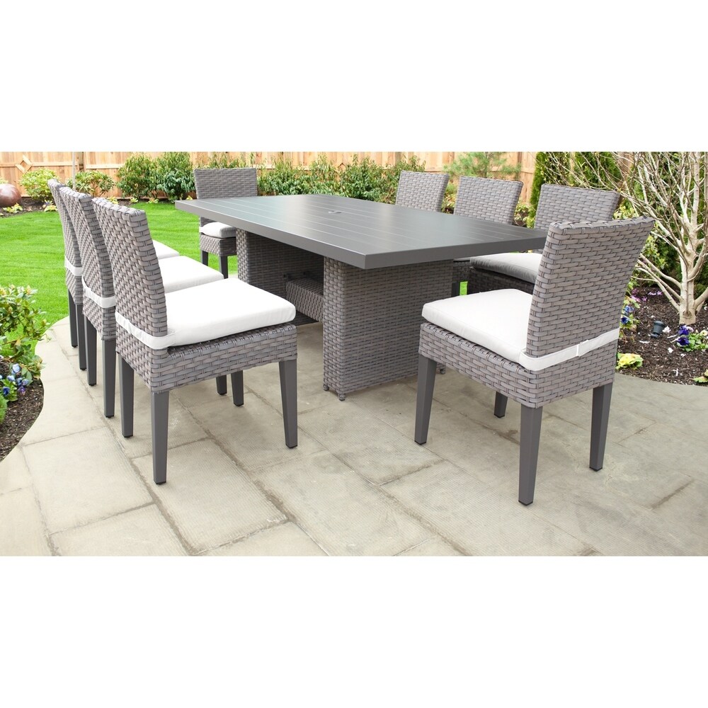 Monterey Rectangular Outdoor Patio Dining Table with 8 Armless Chairs