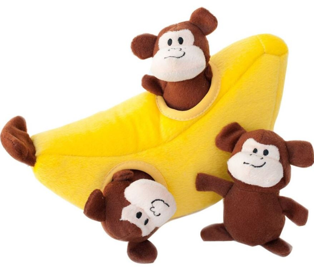 Zippy Paws Burrow Monkey 'N Banana Plush Dog Toy