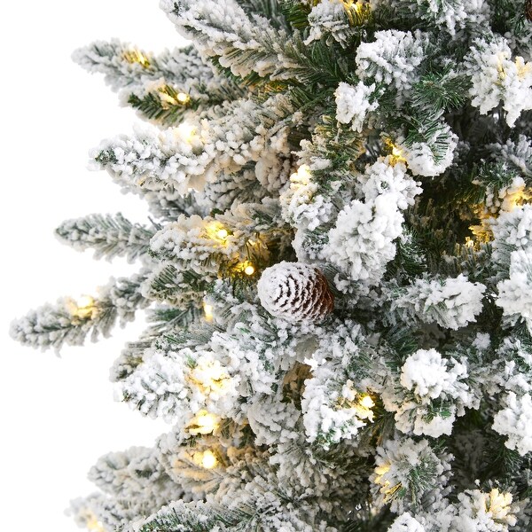 6.5' Flocked Livingston Fir Christmas Tree with 300 Clear Lights