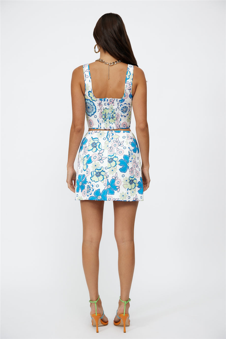 FINDERS KEEPERS Blondie Skirt Pastel Blue Floral