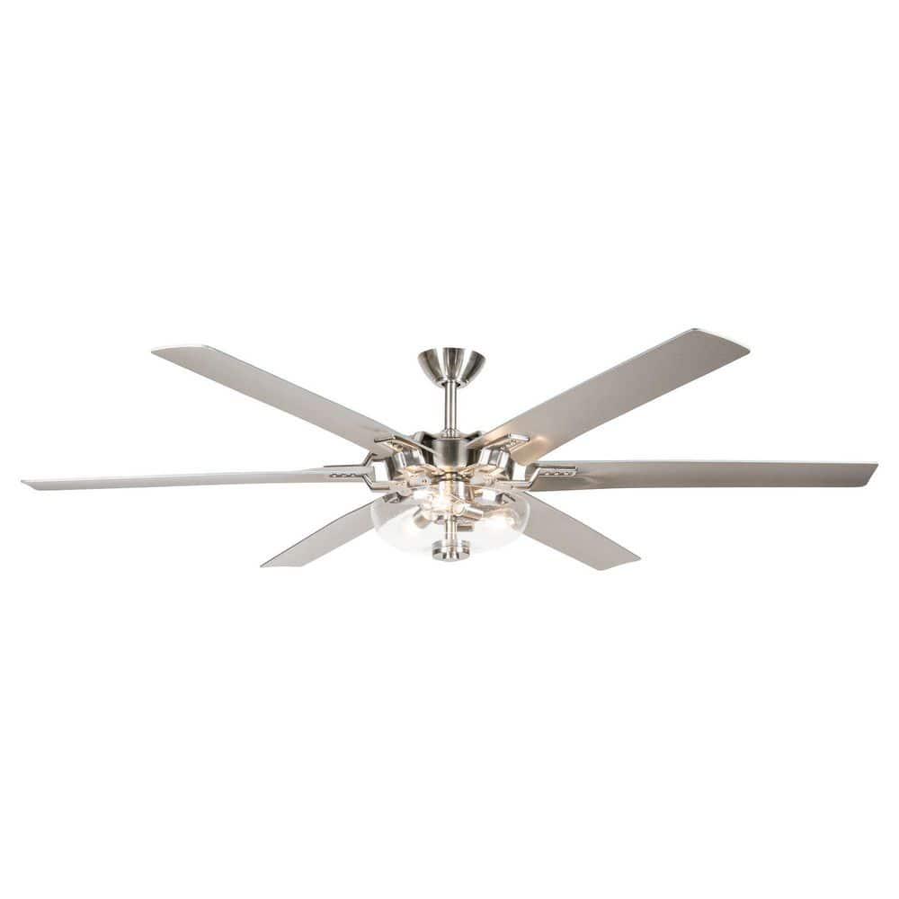 IHOMEadore 70 in Indoor Brushed Nickel Ceiling Fan with Remote Control