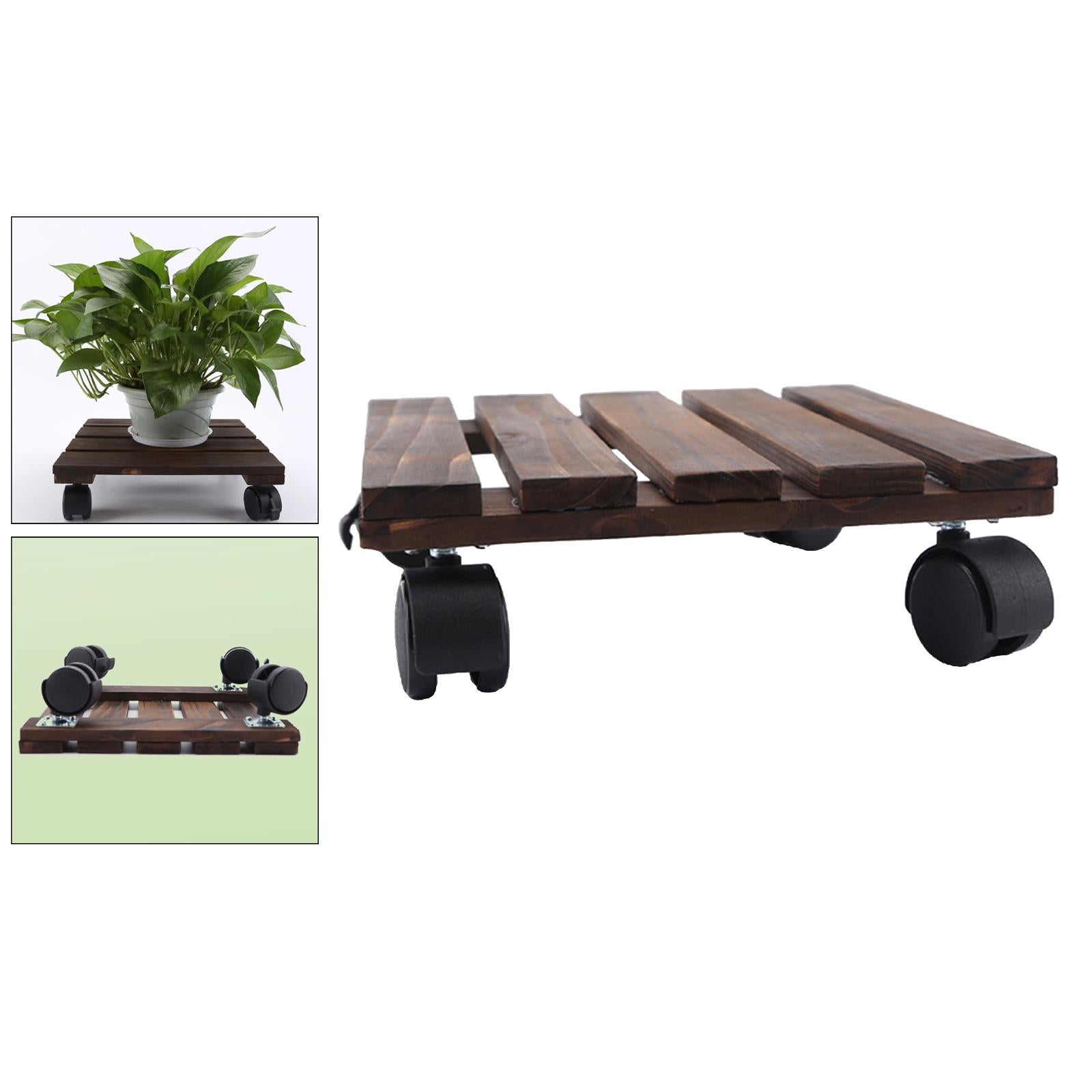 Square Planter Trolley Lockable Rollers Outdoor Indo Flower 40x40cm