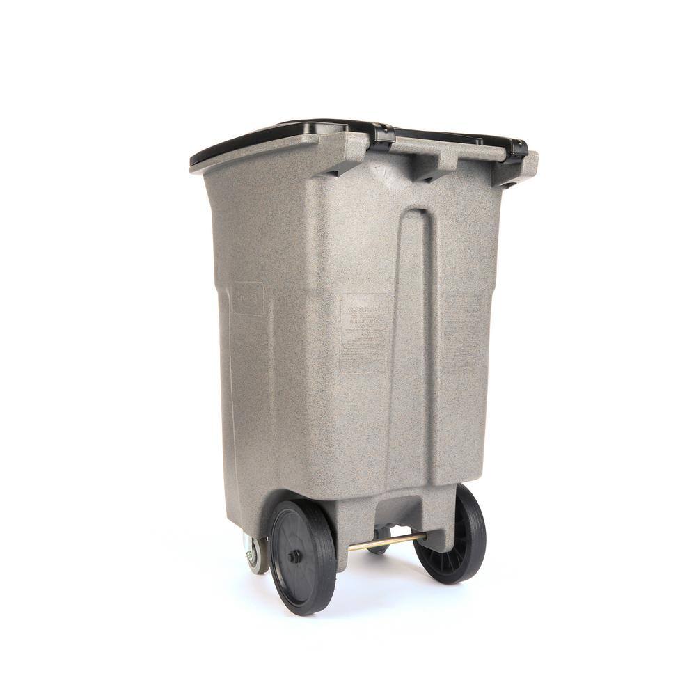 Toter 64 Gal. Graystone Trash Can with Wheels and Lid (2 Caster Wheels 2 Stationary Wheels) ACC64-01GST