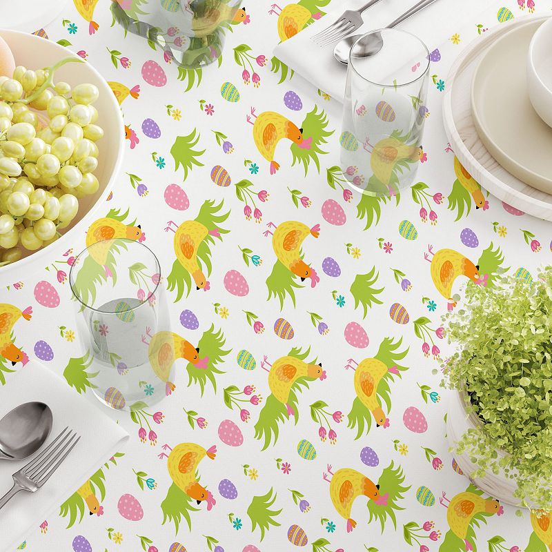 Square Tablecloth， 100% Cotton， 60x60， Cute Springtime Easter