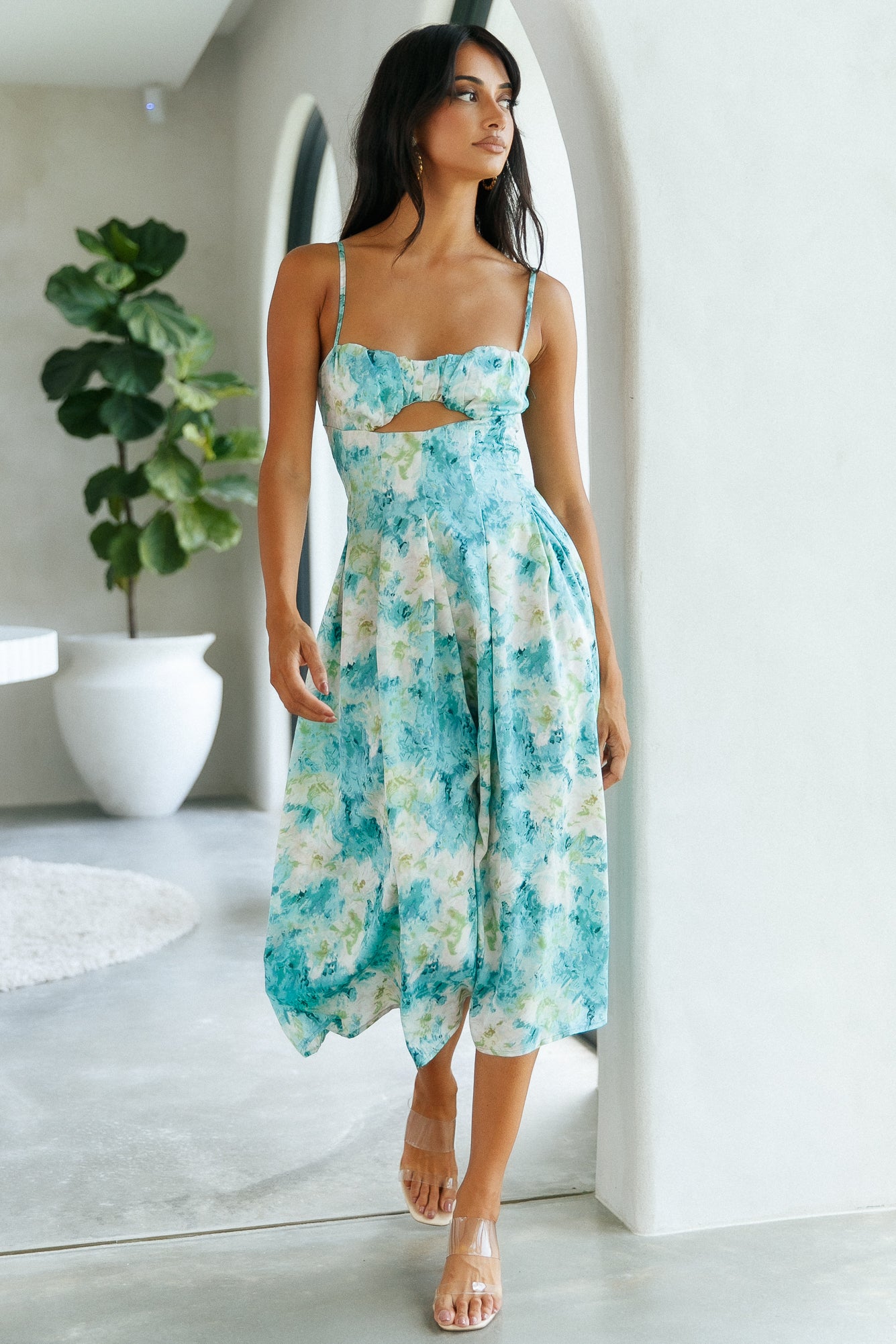 Sunny Skies Midi Dress Aqua