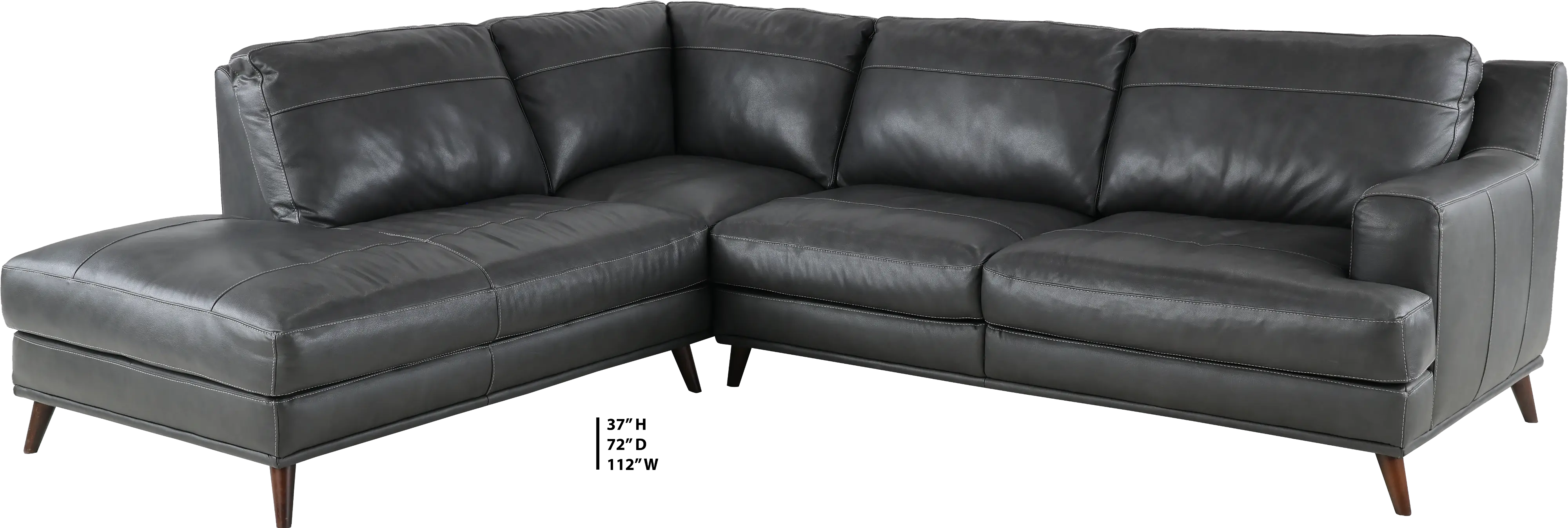 Caruso Gray 2 Piece Leather Sectional