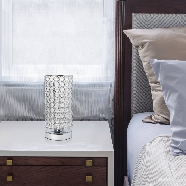 Elipse Crystal Bedside Nightstand Cylindrical Uplight Table Lamp Chrome Elegant Designs