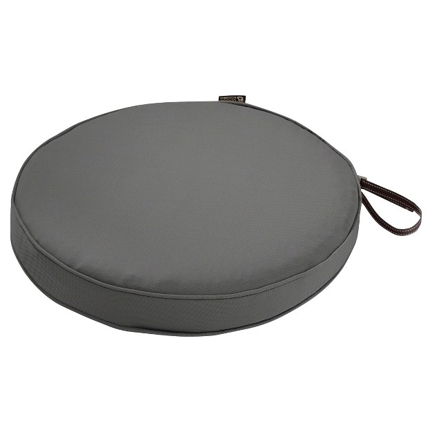 X 15 quot X 2 quot Montlake Fadesafe Round Patio Dining Seat Cushion Set Light Charcoal Gray Classic Accessories