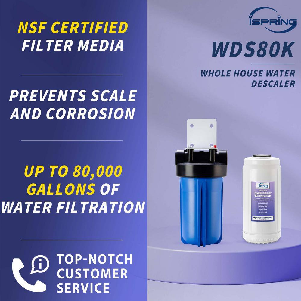 ISPRING Anti Scale Whole House Water Filter with Patented Scale Inhibitor 4.5 in. x 10 in. WDS80K