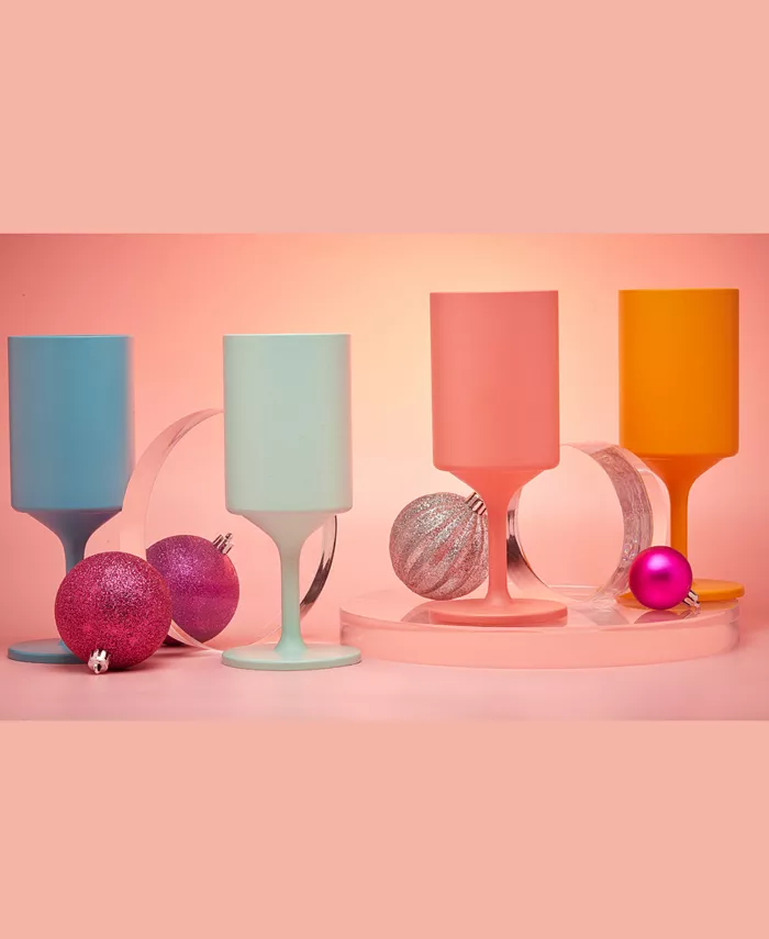 Knork Eco Party Cup Multi Colored Outdoor Wine Glass Set 4 Piece