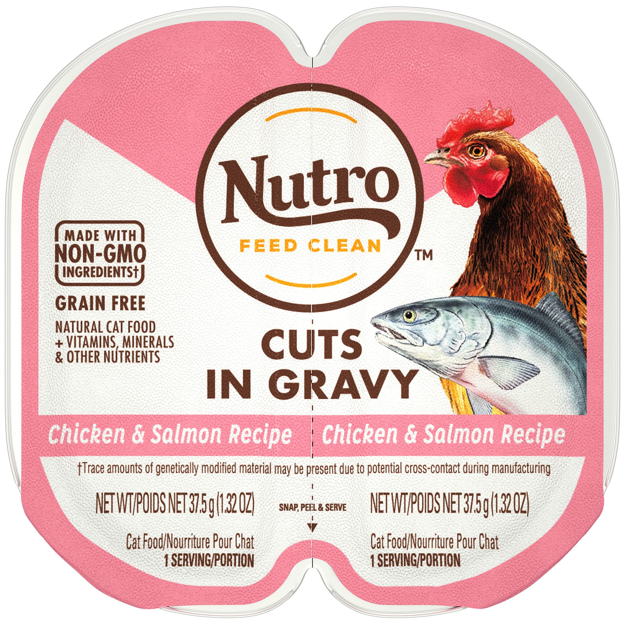 Nutro Perfect Portions Cuts in Gravy Real Chicken and Salmon Wet Cat Food， 2.64 oz.