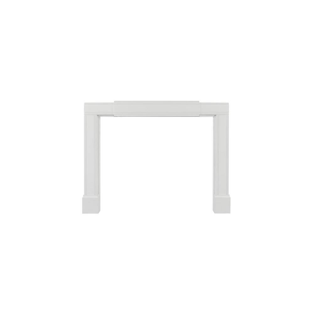 Pearl Mantels 37 in. - 69 in. x 42 in. - 48 in. Premium White MDF Adjustable Opening Full Surround Fireplace Mantel RPS201ADJD